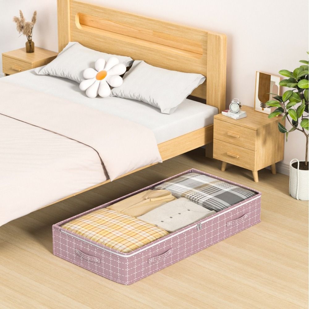 Non-Woven Fabric Under Bed Storage Bag Dual Zipper Large Capacity Clothing Blanket Storage Bag Moisture-Proof Clear Window