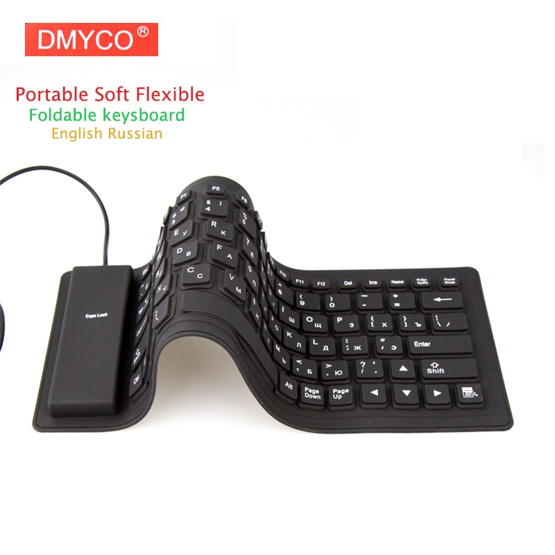 Portable USB Keyboard Russian Version Flexible Water Resistant Soft Silicone Mini Gaming keyboard for Tablet Computer Laptop PC