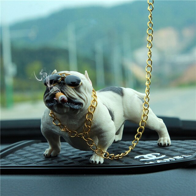 Auto Interieur Accessoires Ornamenten Bully Hond Auto Decoratie Bulldog Pop Speelgoed Dashboard Ornament Styling Accessoires: White