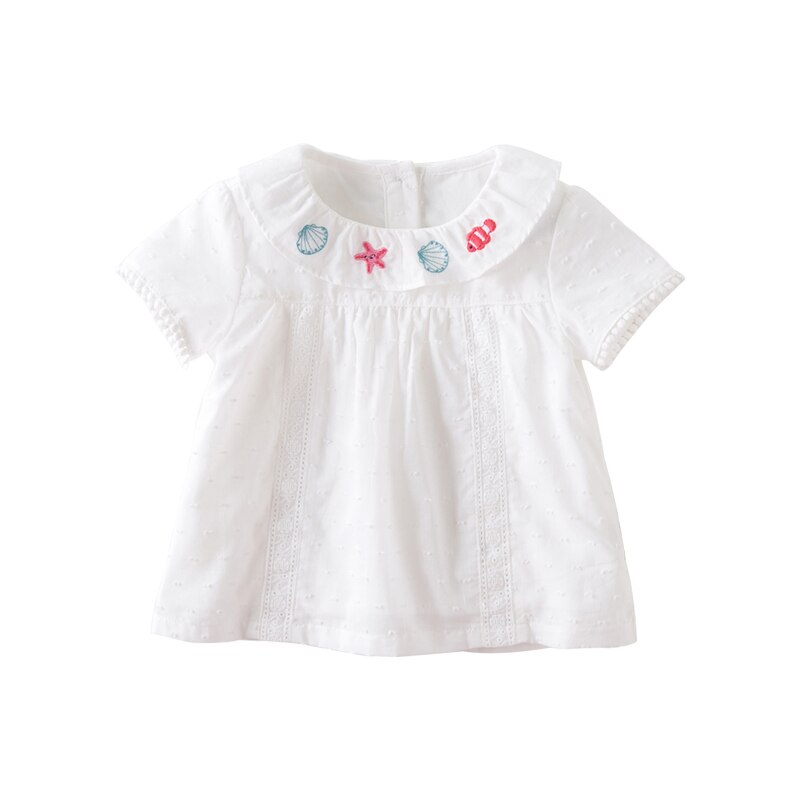 Dbj 13902 dave bella sommer baby piger søde broderi skjorter spædbarn toddler toppe børnetøj: 4y (100cm)