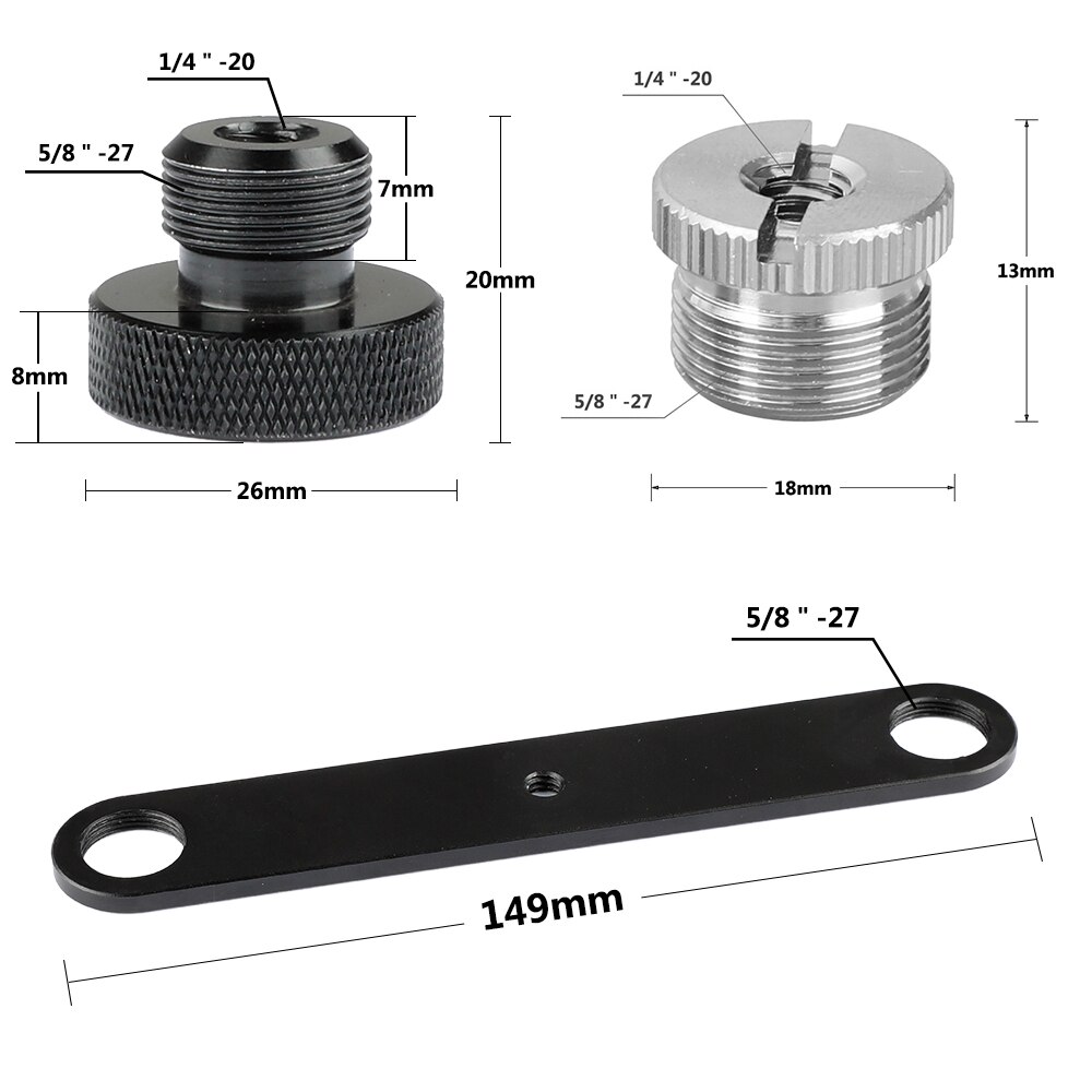 Kayulin Microphone Bar Dual Mic Holder Double Microphone Mounts Bracket T-bar