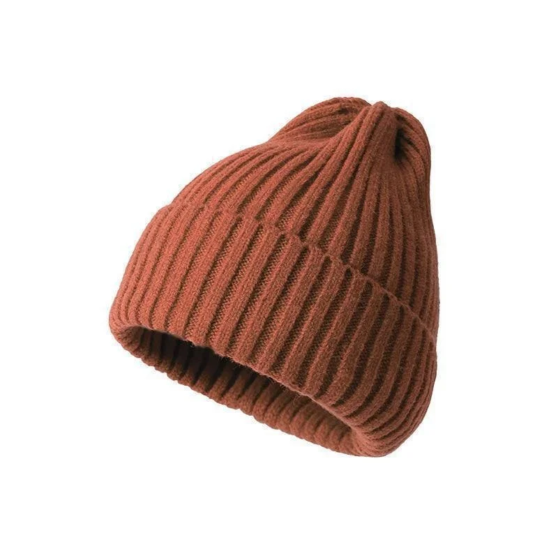 Gorro de invierno para mujeres, hombres, niños y niñas, gorro de ganchillo de Color sólido, gorros tejidos de otoño Unisex, gorros, accesorios salvajes: CAFÉ