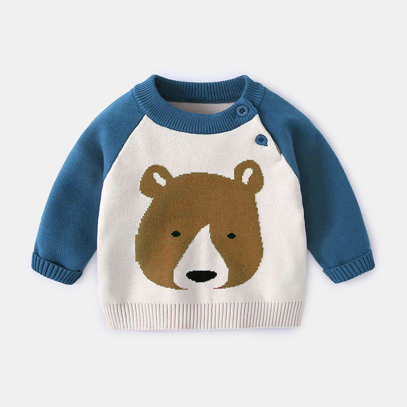 Baby Katoenen Trui Herfst Winter Pasgeboren Meisje Schouder Botton Cartoon Kleding Baby Boy Mooie Trui Top 6m 9m 1t 2t: bear / 6m