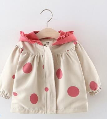 Lente Herfst Nappy Baby Jongen Meisje Dot Jas Lange Mouwen Hooded Windbreaker: Rood / 12m