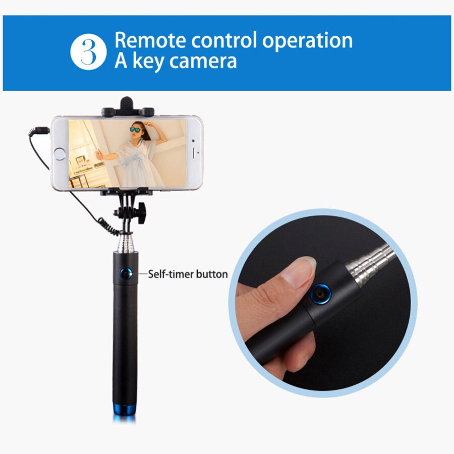 Lyxig spegel selfie stick för iphone 6 plus universal para selfie för samsung android ios bak/fram kamera för selfie