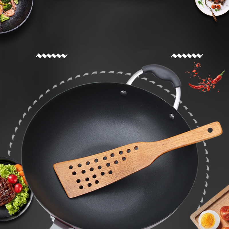 Houten Spatel Houten Schop Voor Non-stick Pan Rijst Lepel 24-Gat Filtratie Koken Tool Houten Spatel Kookgerei keuken Gereedschap