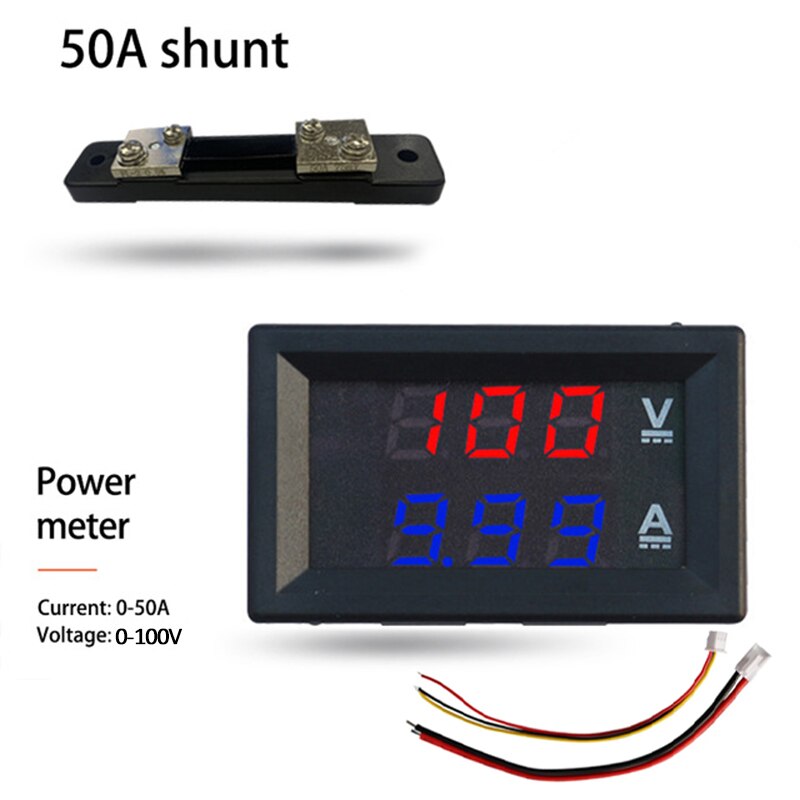 Digital Voltmeter KWS DC 0-200 DC Energy Power Meter LED AC Wattmeter Electric Meter With Reset Function 0-100A: DC100V 50A