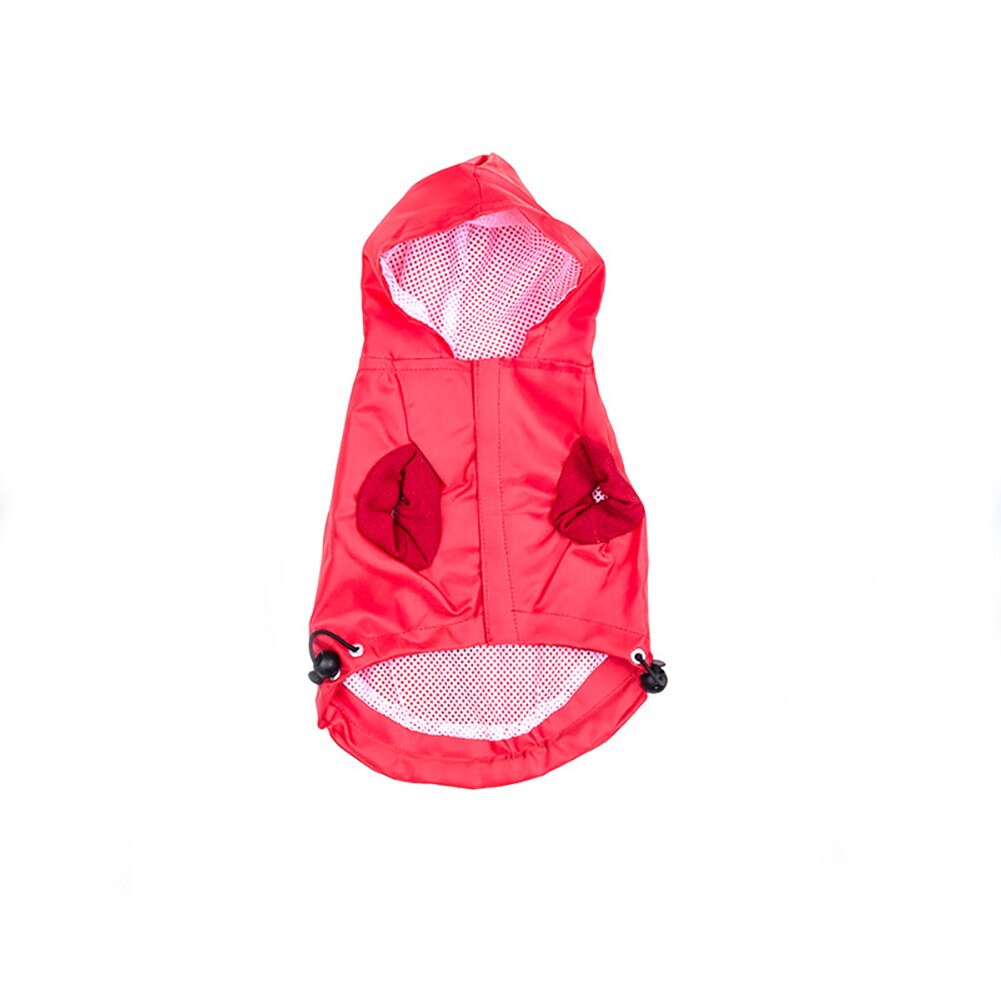 Dog Raincoat Pet Dog Waterproof Rain Proof Hooded Raincoat Elastic Band Breathable Jacket: Red / S