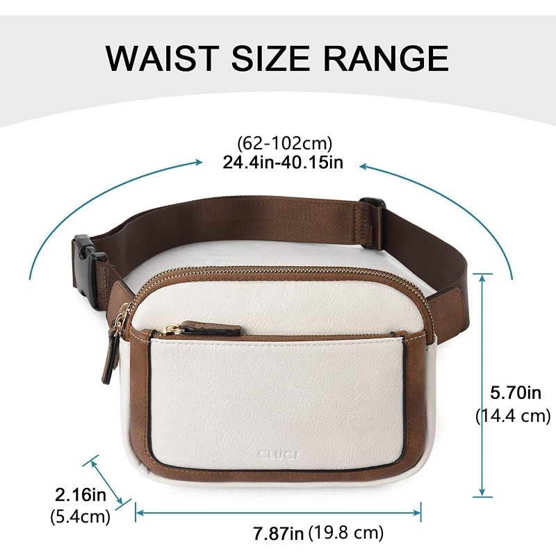 Bolsos con cinturón para mujer, bolso cruzado con correa ajustable, bolso de mensajero de cuero PU vegano para mujer