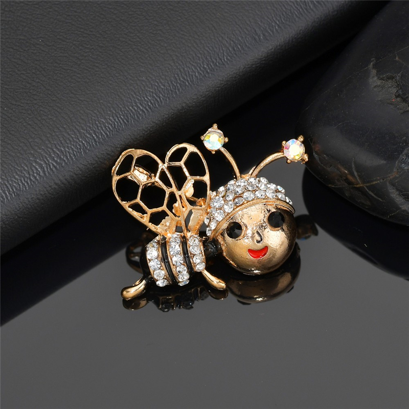 Terreau Kathy Insect Bumble Bee Broche Voor Vrouwen Mannen Bee Sieraden Goud Kleur Geel Enamel Broches Rhinestone Dragonfly Sieraden