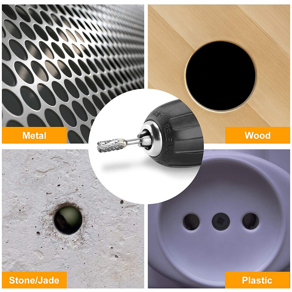 Rebaba rotativa de carburo de tungsteno, 10 Uds., brocas de tallado, herramientas Dremel de corte de diamante doble para tallado de piedra de madera, trabajo de Metal de acero