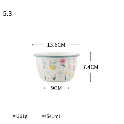 Housewares Kitchen Dishes and Plates Sets Green Side Ceramic Tableware Set European-Style Home Fruit Salad Bowl: 5.3 Inch