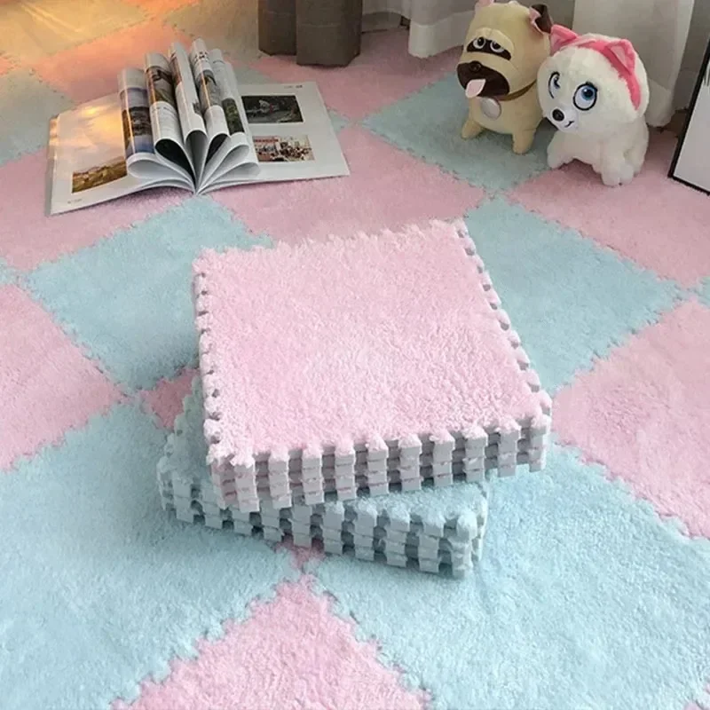 Alfombra de suelo de espuma con rompecabezas de felpa de 30x30cm, alfombra creativa de , alfombra entrelazada cuadrada, alfombras esponjosas