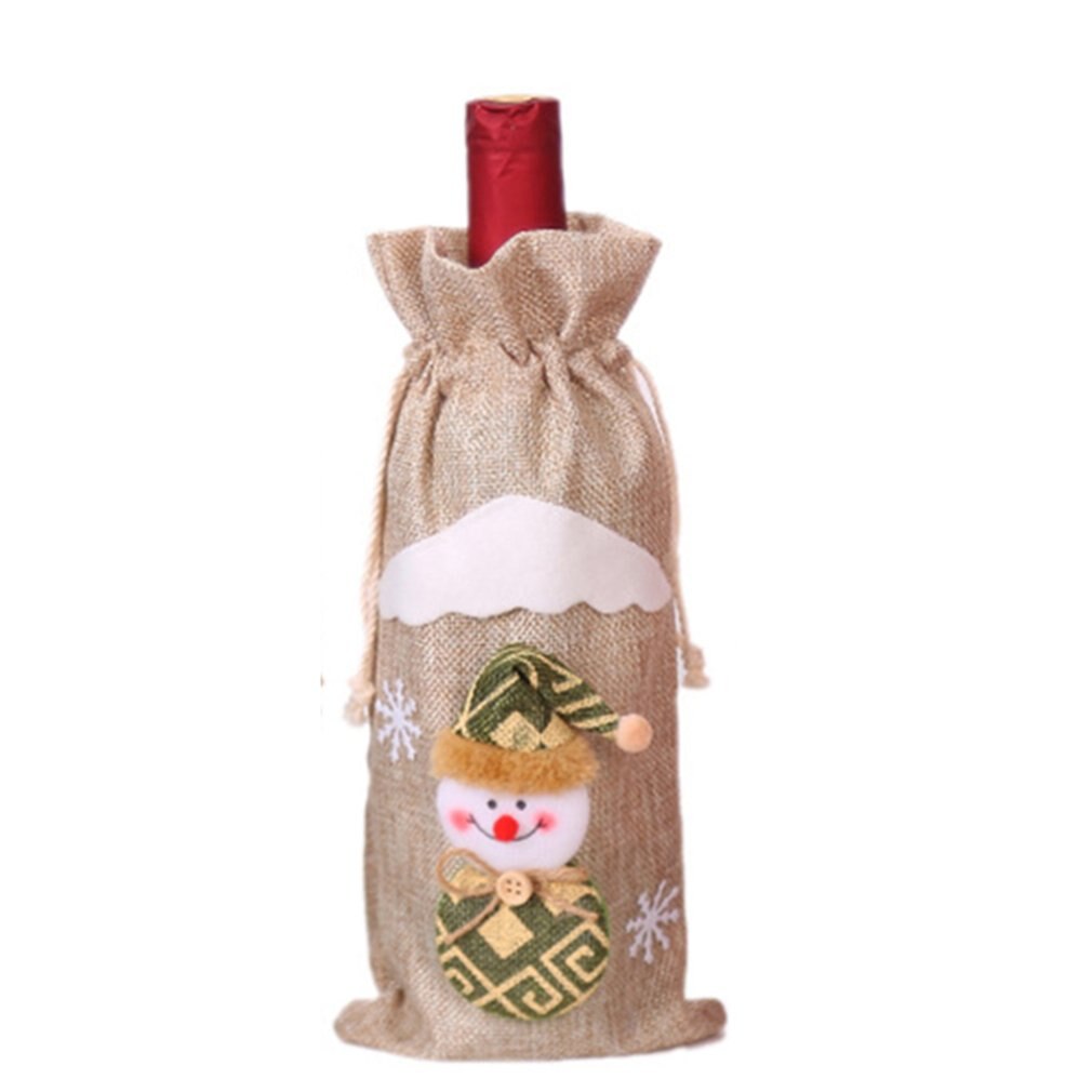 Weihnachten Dekorationen Sackleinen Alten Mann Puppe Rotwein Flasche Set Wein Tasche Festival Hotel Dekoration Sackleinen Wein Set: original B