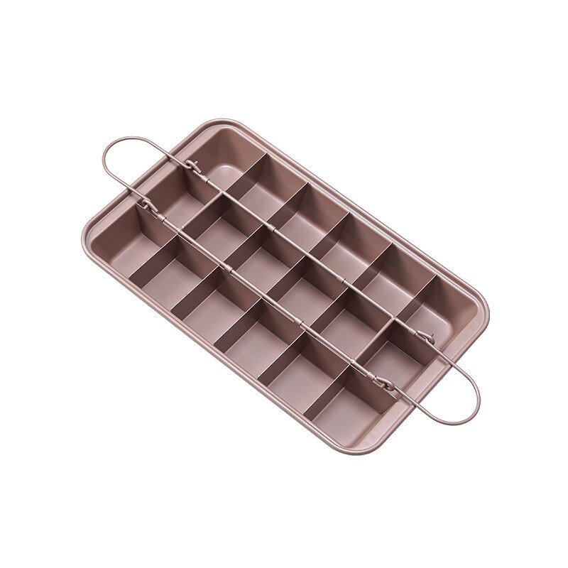 Brownie – plaque de cuisson antiadhésive carrée en acier inoxydable, avec trancheur, four en cuivre, pour gâteaux: Or
