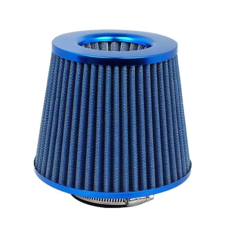 Filtro de aire deportivo para coche de alto flujo Universal 76mm Filtro de aire frío deporte rojo azul filtro de carbono 3 colores: Blue