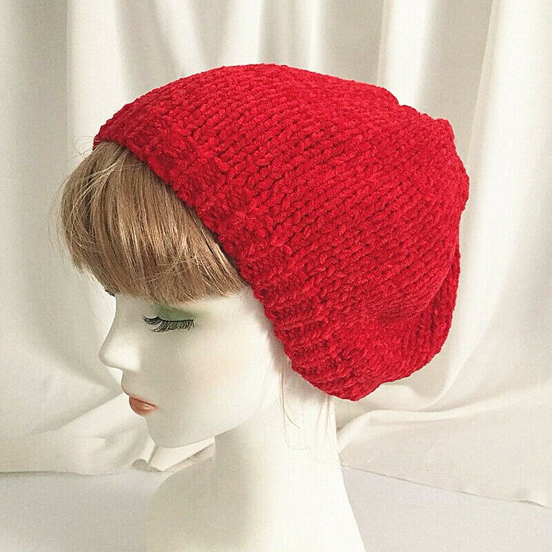 Vrouwen Winter Warm Gebreide Baret Hoeden Chenille volwassen vrouwelijke Vrouwelijke Kunstenaar Casual Ski Cap voor meisje Chapeau femme: Rood