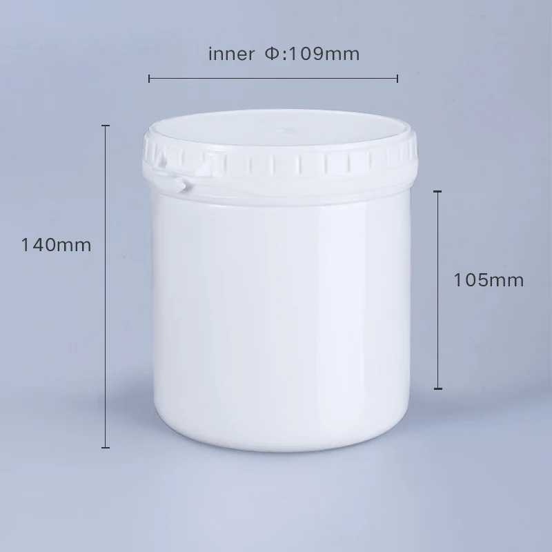 1000ml Wide Mouth plastic jar with inner and outer lid Food Grade HDPE Storage Container Leakproof Food Bottle: white-C