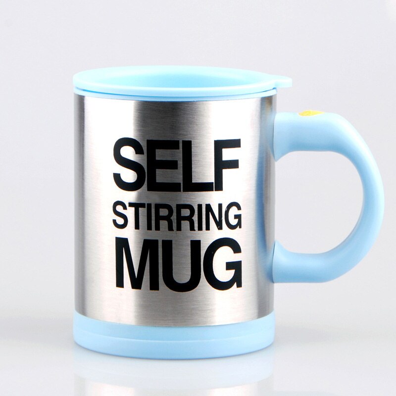 400ML Edelstahl Selbst Rühren Becher Mischen Kaffee Tee Tasse Automatische Elektrische Faul Kaffee Milch Mischen Auto Rühren Becher mit Deckel: Himmel Blau