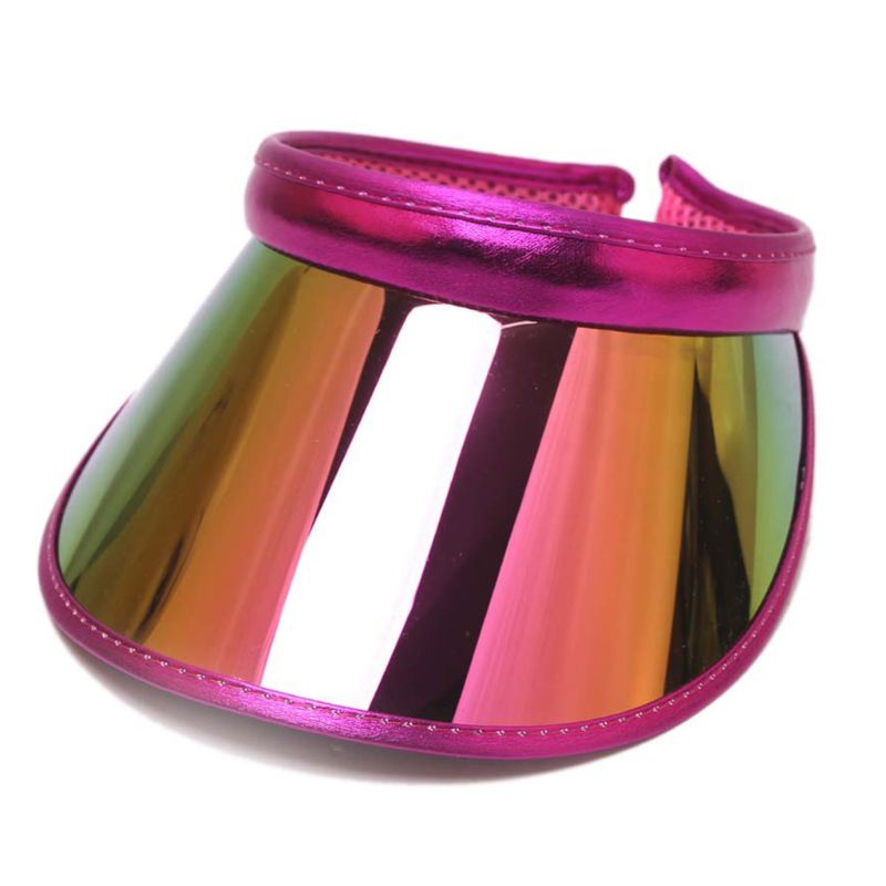 Women Men Hologram Rainbow Wide Brim Sun Visors Hat Topless Sunglasses UV Protection Plastic Panel Sportswear Clip-On Summer Cap: HP