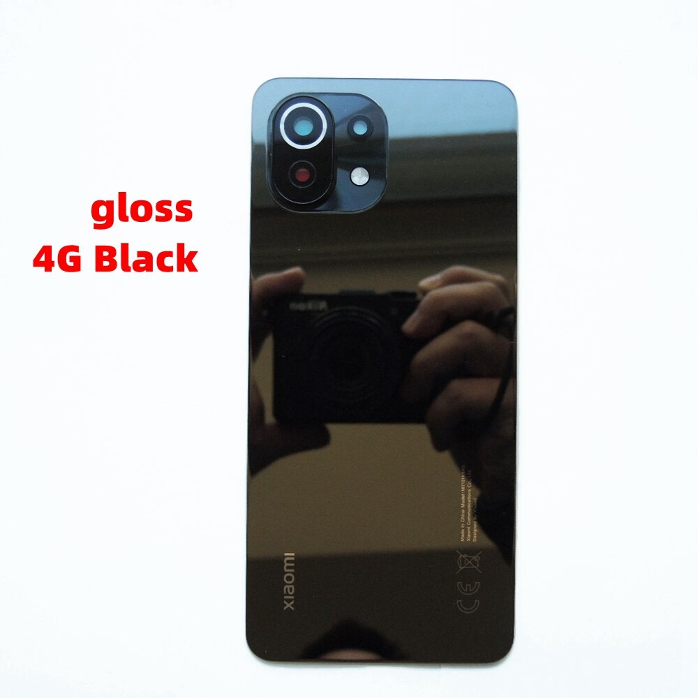 Original för xiaomi  mi 11 lite 5g ne baklucka  mi11 lite med kamera glas lins bakre batteri glasdörr hölje fodral delar: Blank svart  ce 4g