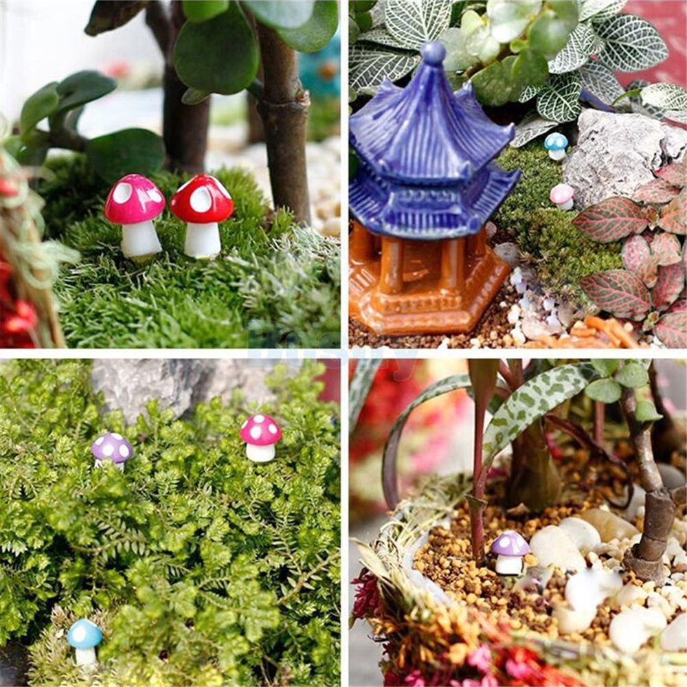 20Pcs Paddestoelen Terrarium Beeldjes Fairy Garden Miniaturen Party Garden Mini Paddestoel Tuin Ornament Hars Ambachten Decoraties