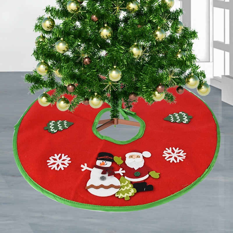 46/60/78/90cm røde hvite juletreskjørt plysj treskjørt i nåovnsstoff til juledekorasjon jul hjemmeinnredning gulvmatte