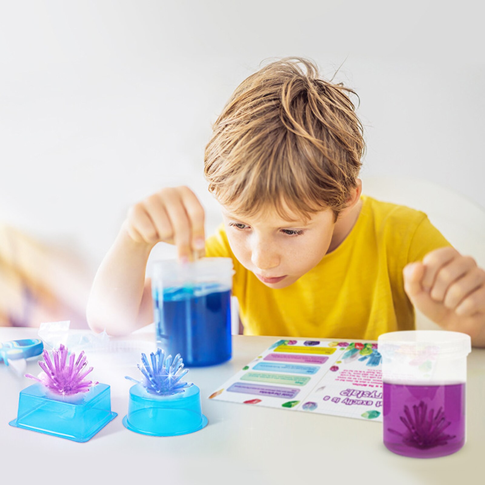 Crystal Growing Kit STEAM Chemical Science Experiment 2pcs Luminous Crystal Educational Craft DIY Projects Kits Lab Experiment