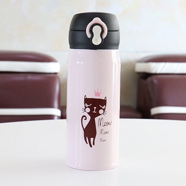 350Ml Cartoon Kat Rvs Thermosflessen Thermos Mok Thermische Water Fles Tumbler Thermocup