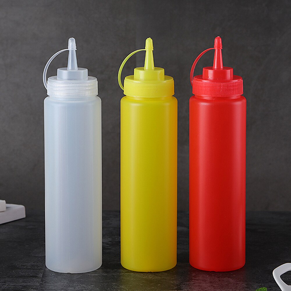 2 stk 8oz/240ml køkkenketchup dispenser gennemsigtig plastik klem sennep flaske olie cruet