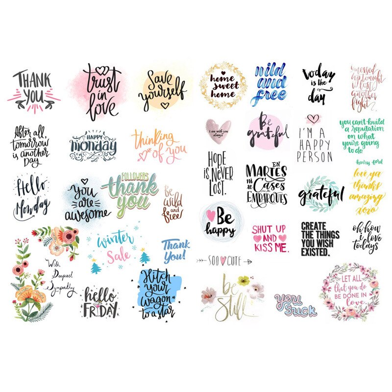 1 STUKS Aquarel Groet Woord Koreaanse Voorgesneden Decoratie Stickers Desk Organizer Schoolbenodigdheden Kantoor Accessoires
