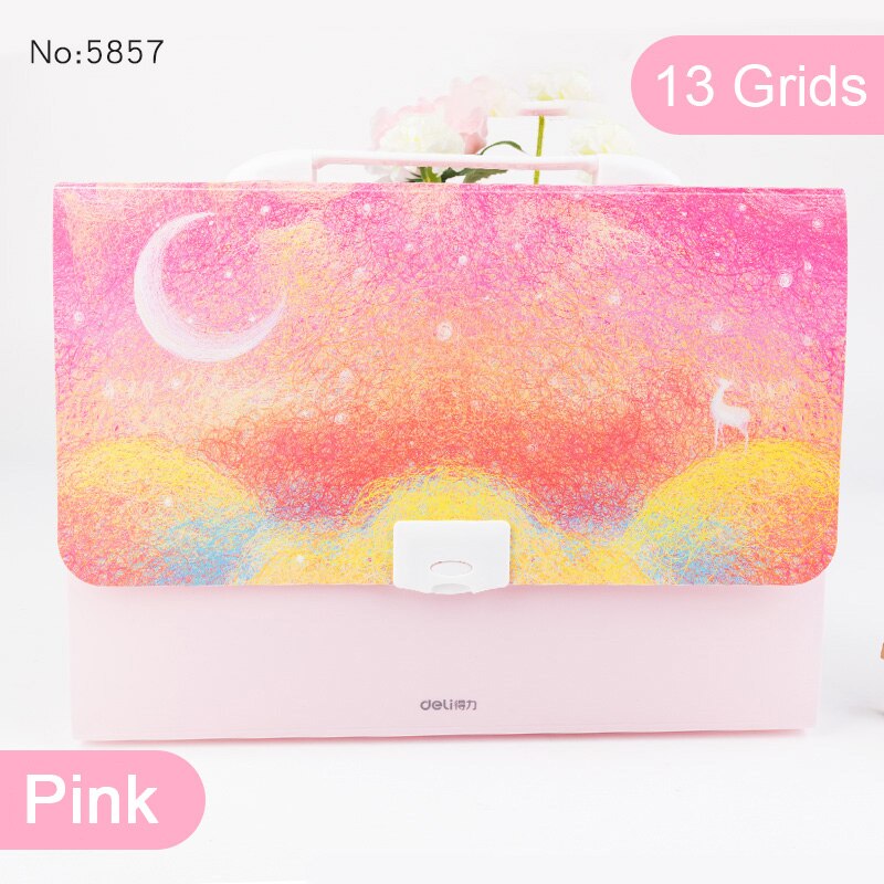Cartella di File A4 cartella di File carina multistrato cartella trasparente Organizer borsa di archiviazione catalogo cartella di archivio semplice: 13 layers dream pink