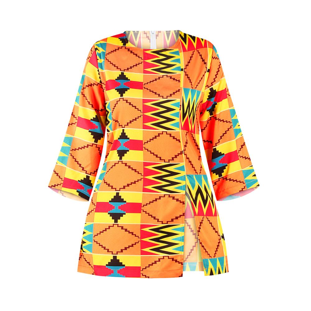 Mode Afrikaanse Shirt Jurk Voor Vrouwen Print Zomer T-shirt Afrikaanse Tshirt Tops Voor Office Dame Bazin Afrika Dashiki Kleding: YELLOW / S