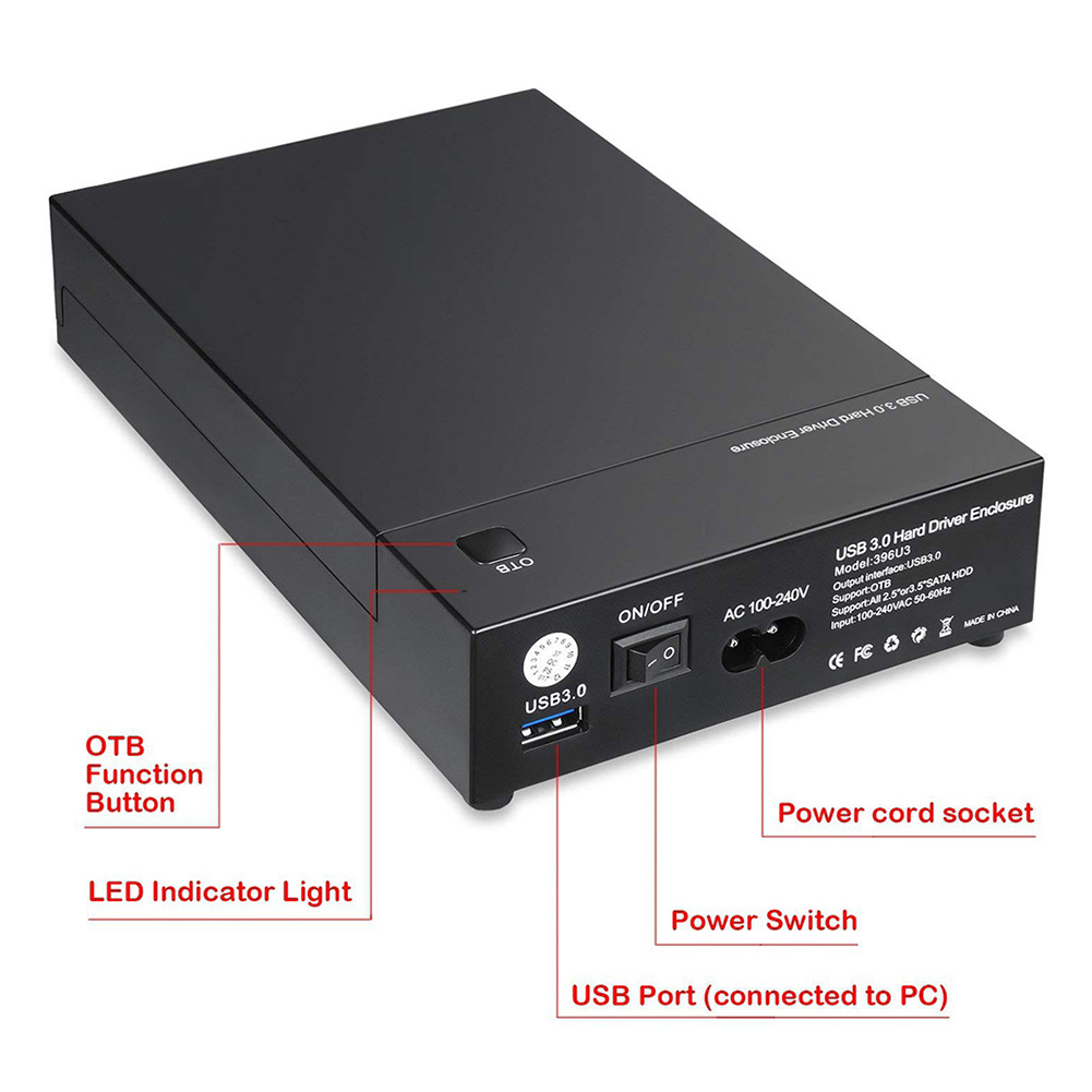 Boîtier pour disque dur externe USB 3.0 vers SATA III, pour 2.5, 3.5 pouces SSD, 396U3