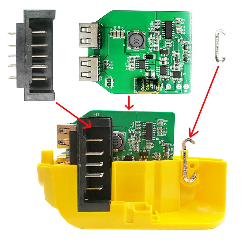 DCB090 USB Converter Charger SKD Component For DEWALT 14.4V 18V 20V Li-ion Battery USB Device Charging Adapter Power Supply