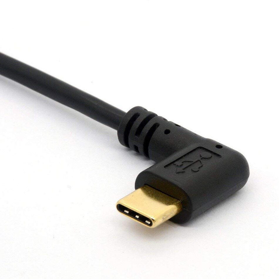 Guldpläterad 90 graders vinkel usb 3.1 typ c hane till mini usb hane kabel adapter omvandlare