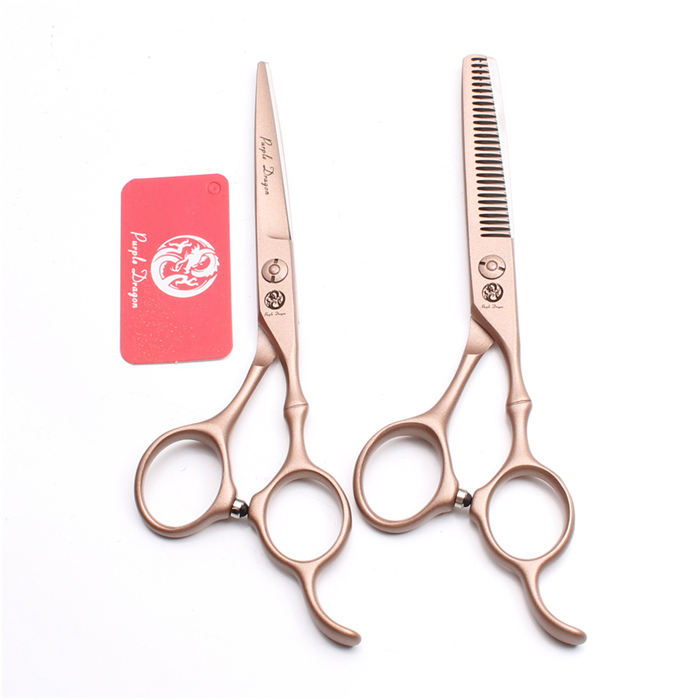 6In. 17.5cm 440C Purple Dragon Rose Gold Hairdressing Scissors Thinning Shears Cutting Scissors Hair Scissors Z9030: Z9030 Jin D 6N