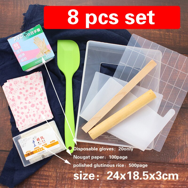 FAI DA TE Torrone Stampo FAI DA TE Candy Fare Stampi Trasparente Zucchero Maker Set Shaqima Torrone Fatti A Mano Vassoio Strumento di Rotolamento Spille tappetino In Silicone: 8 pcs set Small