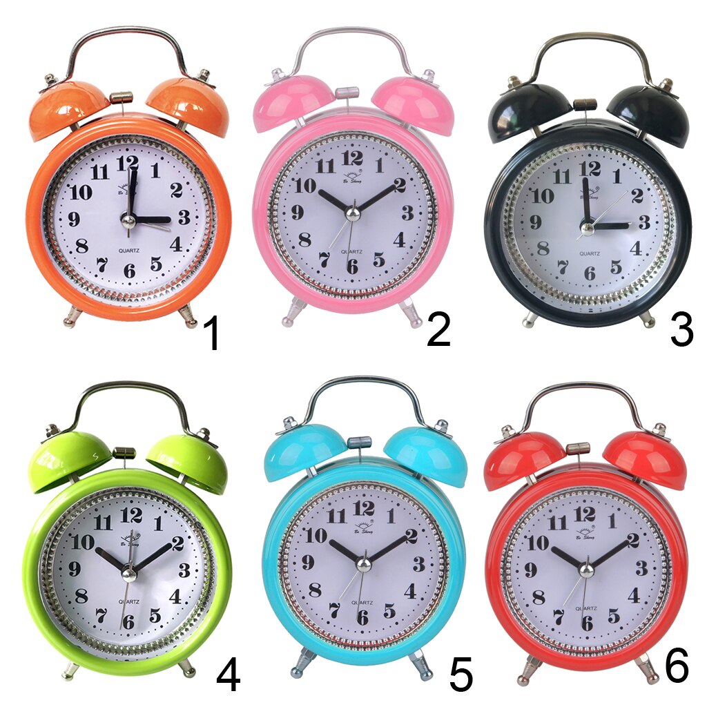 Loud Alarm Clock Quartz Analog Twin Bell Retro Non-ticking Silent Clock