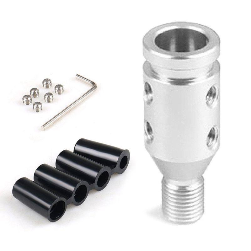 Universal Car Manual Gear Shift Knob Adapter M12x1.25 Aluminum Threaded Shifter 781B: Silver