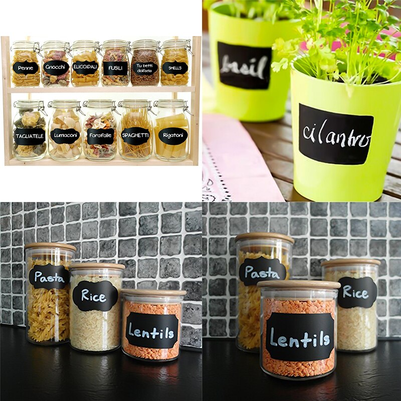 8pcs/sheet Kitchen Stickers Multi-shape Kitchen Labels Chalkboard Blackboard Stickers Party Wedding Decals Self-Adhesive Sticker