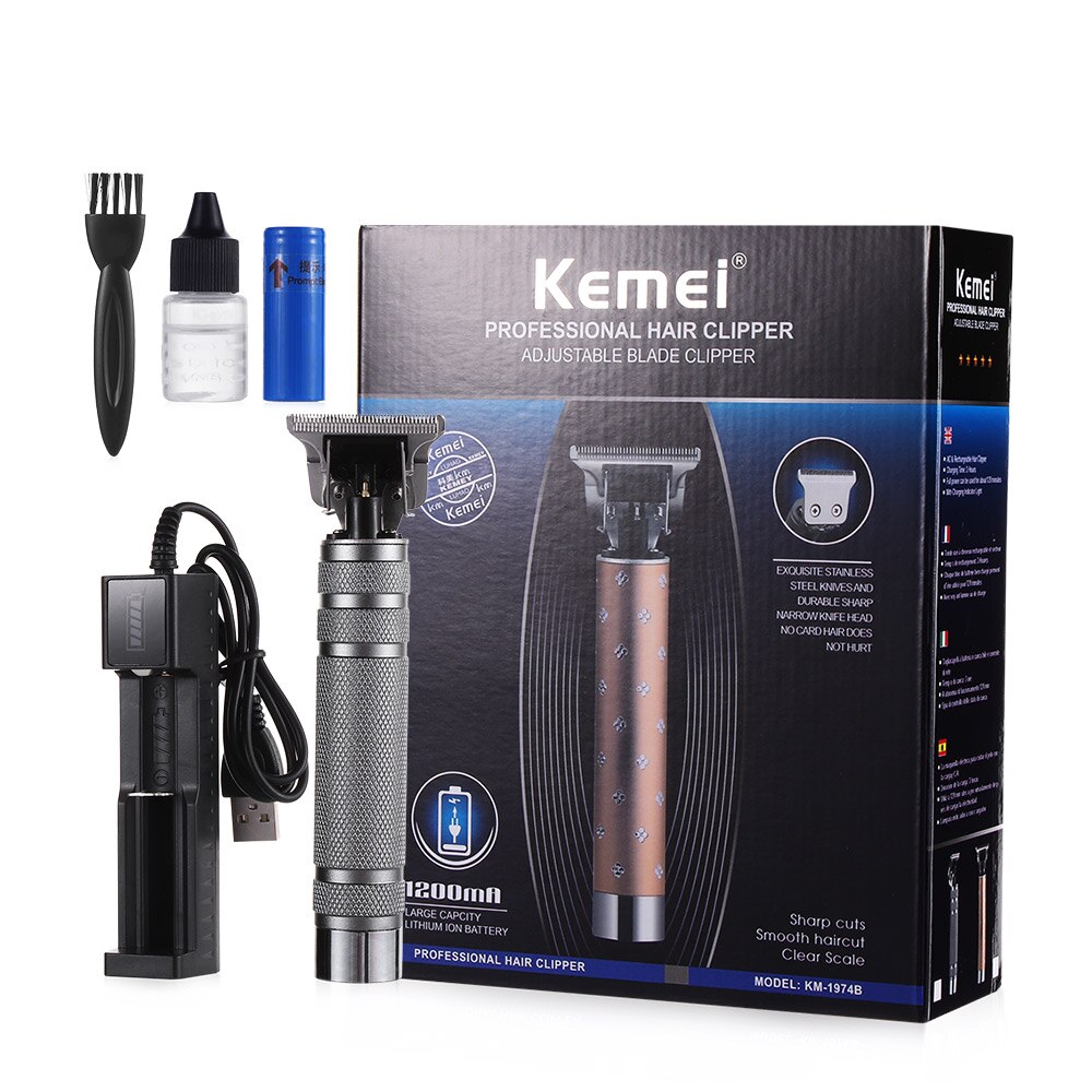 Kemei elektrische tondeuse volledig van metaal, snoerloze tondeuse, haarmodellering, baardtrimmer: Km-1974b