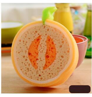 Attractive thicken fruit shape sponge scouring pad magic sponge washing dishes oil resistance thickened magic scouring: hami melon