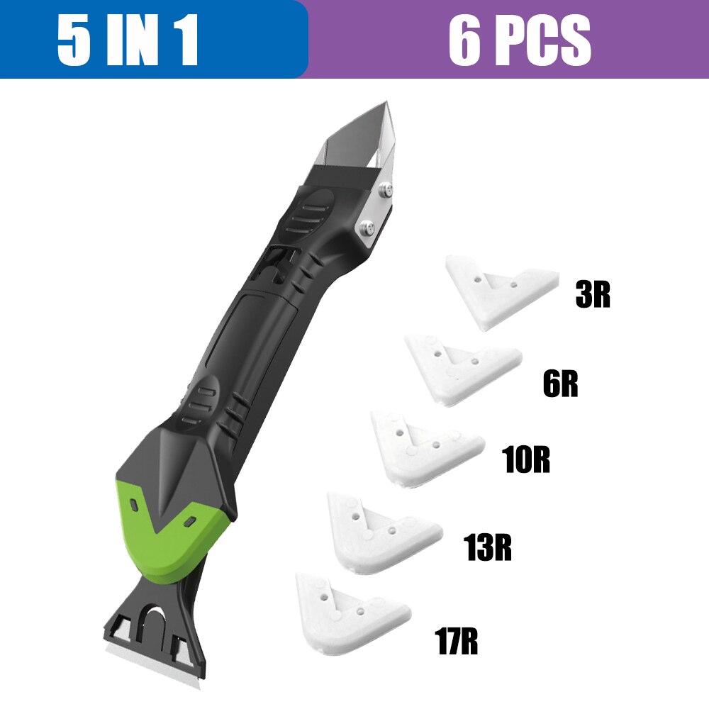 5in1 Silikon Entferner Schaber Caulk Finisher Dichtstoff Düse Schaber einstellen Multifunktionale Mörtel Entferner Spachtel Abdichten Werkzeug Bausatz: 5 in 1 Schaber