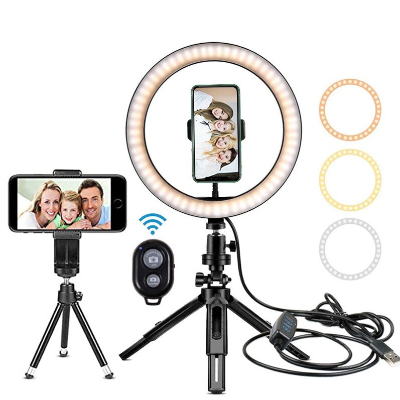 Selfie Anello di Luce con il Treppiedi Del Basamento e Del Supporto Del Telefono Cellulare HA CONDOTTO Photography Foto Luci delle Telecamere per il Trucco/Vlogging/in diretta Streaming: Package 2 10 inches