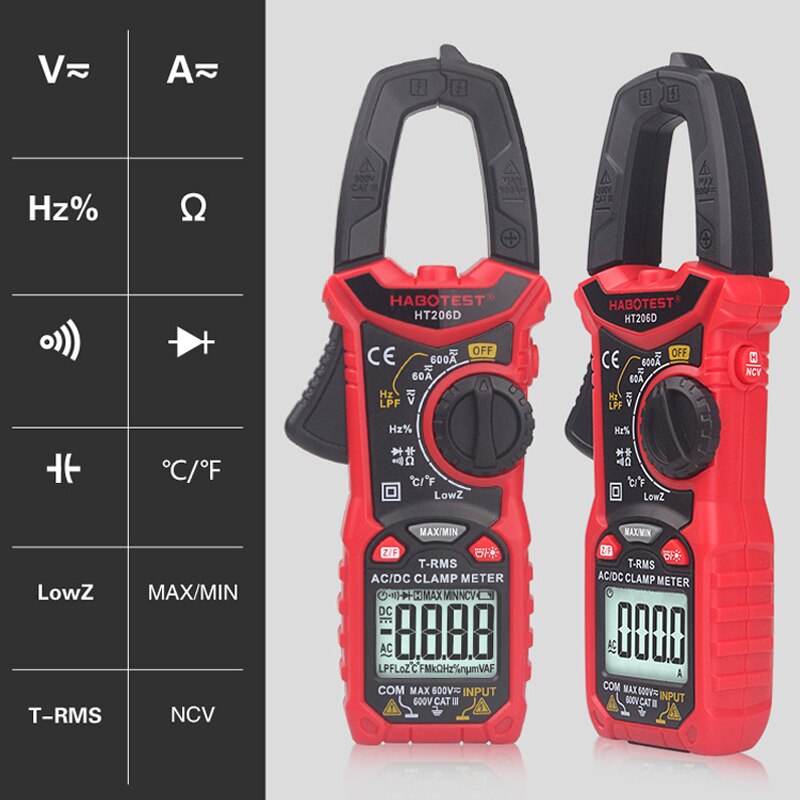 Stroomtang Meter Digitale Multimeter Habotest Seri Grandado