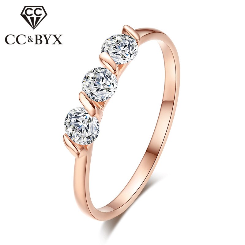CC Sieraden Mode-sieraden Ringen Voor Vrouwen Rose Gold CZ Kleur Eenvoudige Romantische Bridal Wedding Verlovingsring Anello CC1032