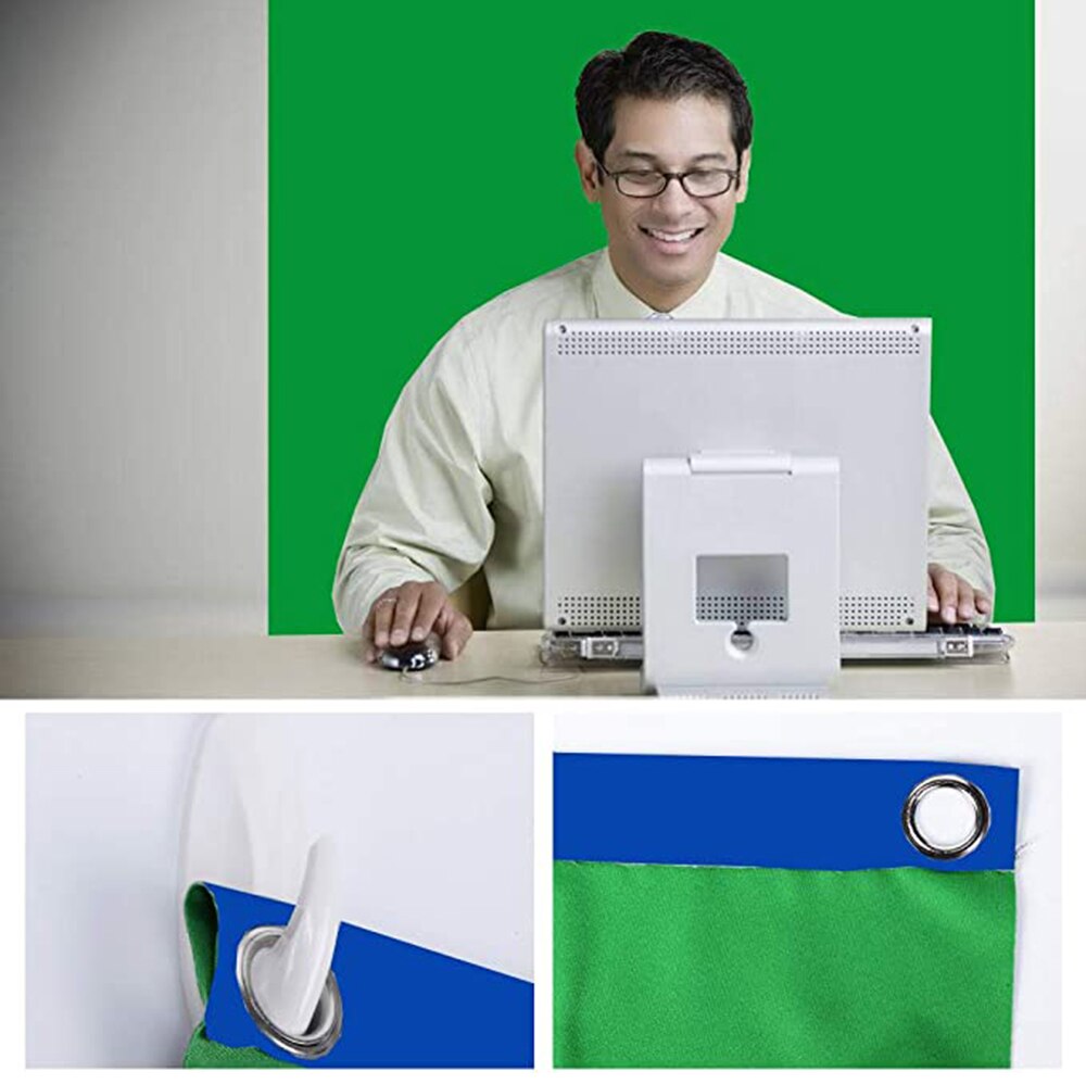 1.5*2M Photography Blue & Green Backdrop Double Sided 2 in 1 Photo Studio Screen Cloth Background Backdrops