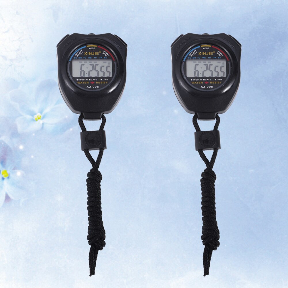 2Pc Chronograph Digital Timer Sport Stopwatch Handheld Digital Stopwatch Running Chronograph Counter w