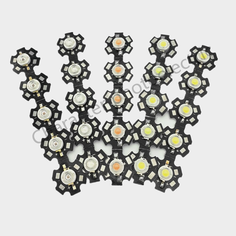 25pcs 1W Cree High Power LED Light-Emitting Diode LEDs Chip With Aluminum Star PCB Warm White Cold White Red Green Blue Yellow